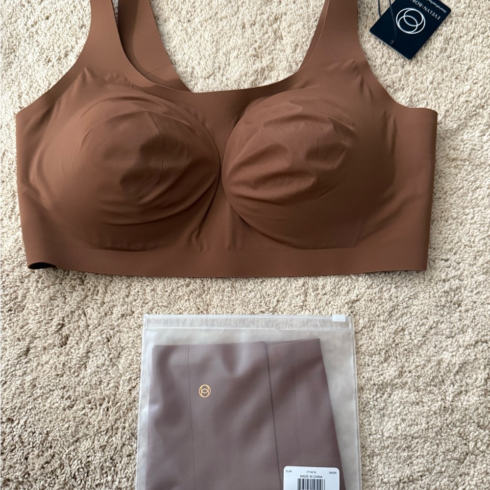 Evelyn Bobbie - Bobbie Scoop Bra and Panty Set in Clay XL NWT